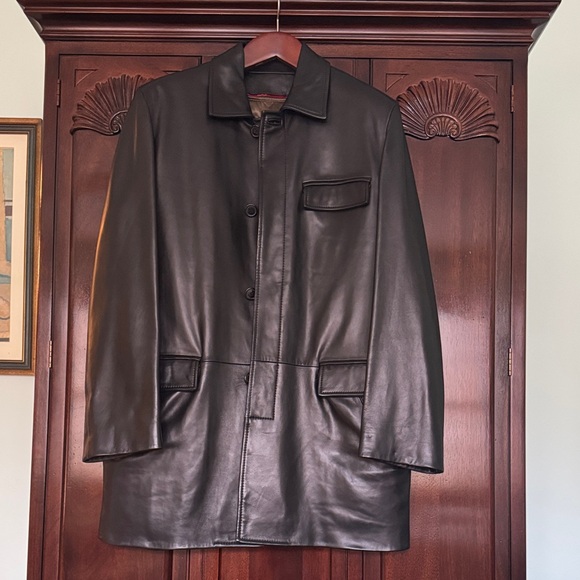 Cole Haan Black lambskin car coat